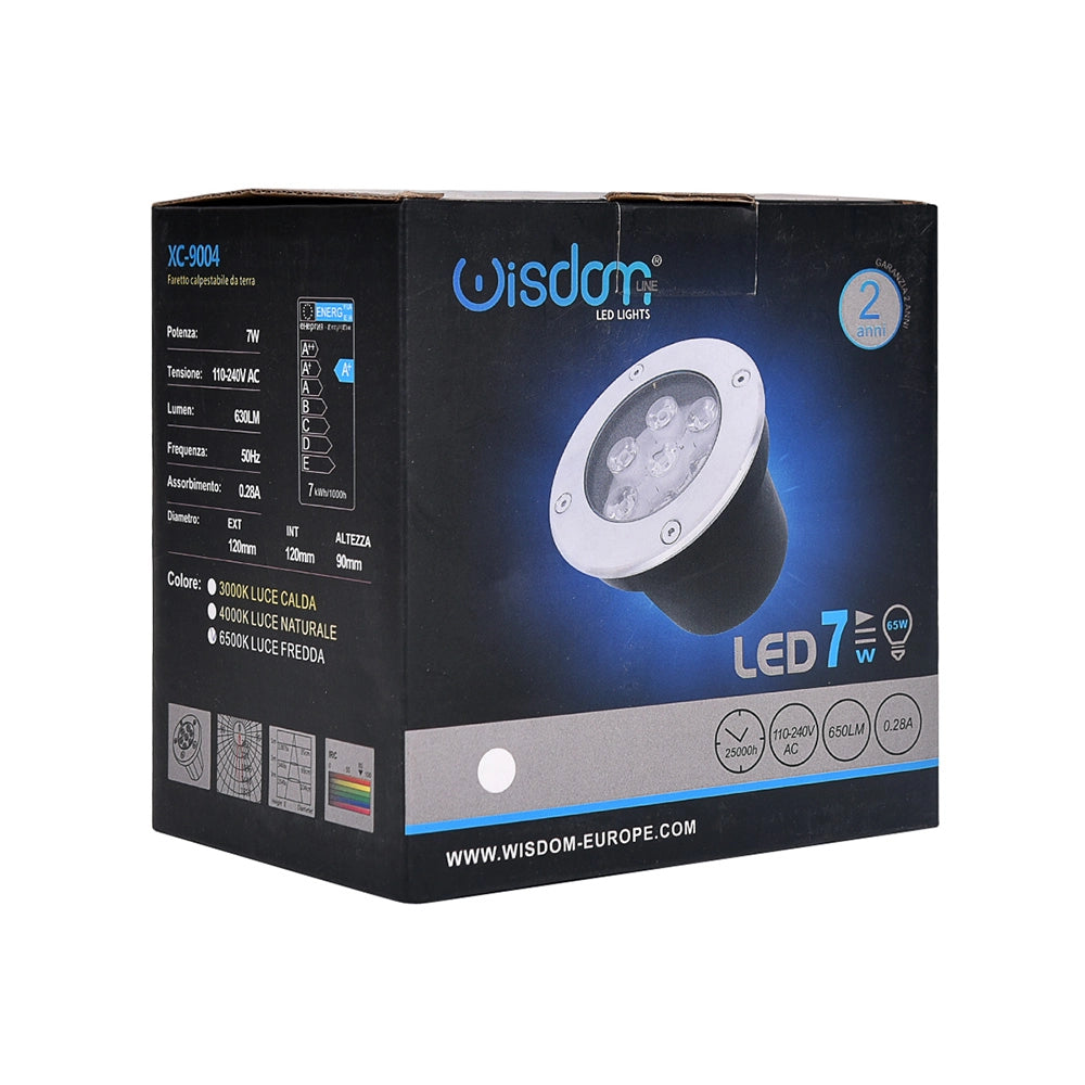 FARETTO LED SEGNAPASSO CALPESTABILE 7W DA INCASSO - LUCE FREDDA 6500K° IP65 PER ESTERNI E GIARDINI