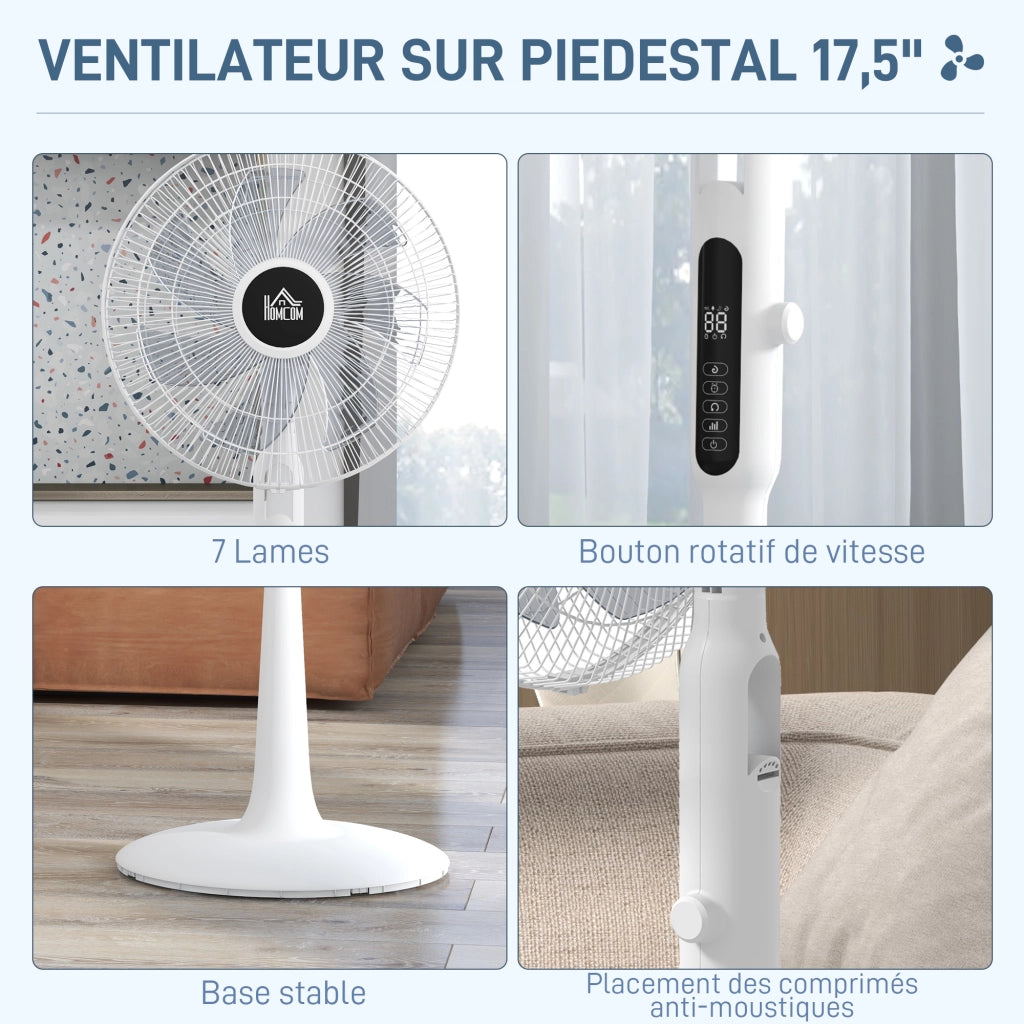 Ventilatore a piantana ¨C zephmum ¨C ? 42 cm 40W 3 velocit¨¤ oscillante bianco