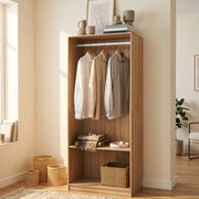 Armadio Aperto Vippsaki Guradaroba con Barra Appendiabiti 200 x 80 x 50 cm - Effetto Rovere [en.casa]