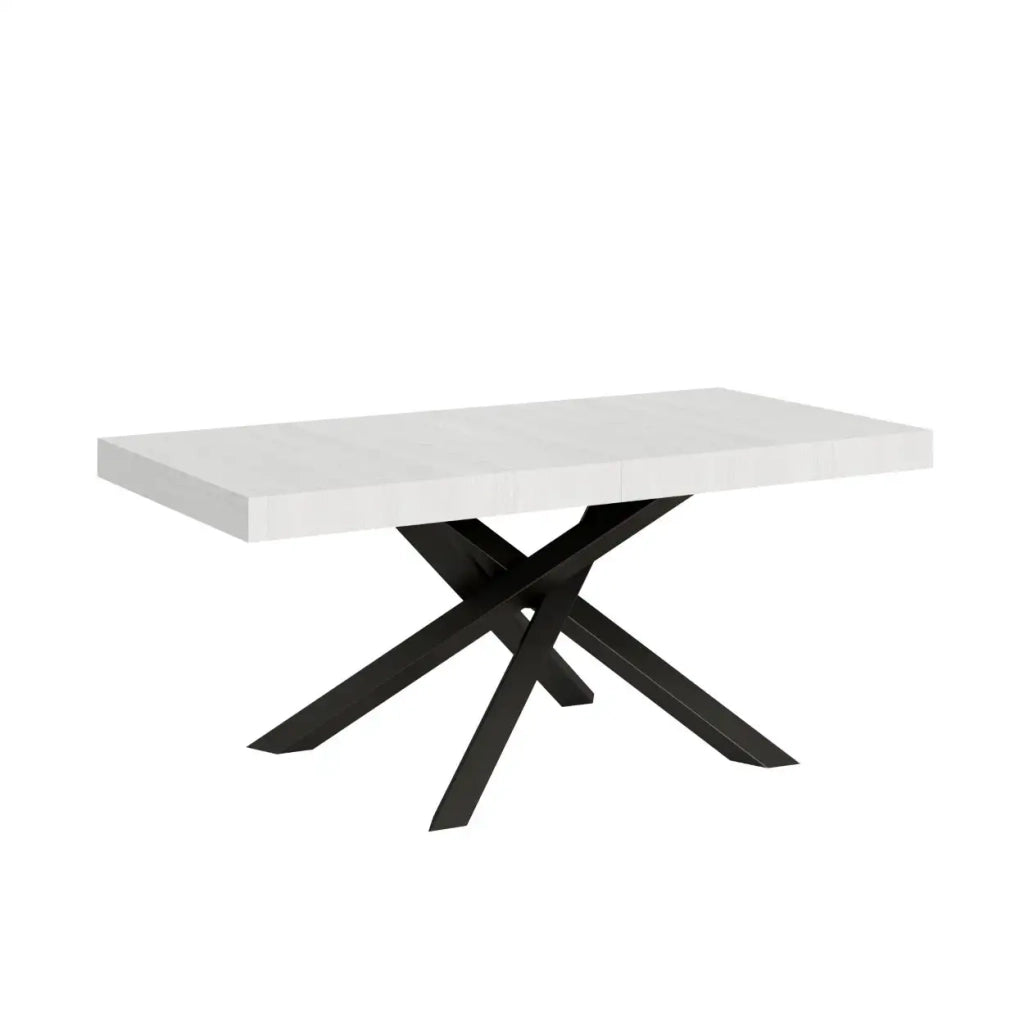 Tavolo allungabile 200/460x90 cm Volantis colore bianco frassino gambe antracite
