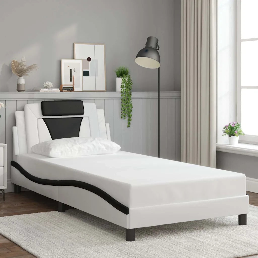 Giroletto con Testiera Nero e Bianco 100x200 cm in Similpellecod mxl 115084