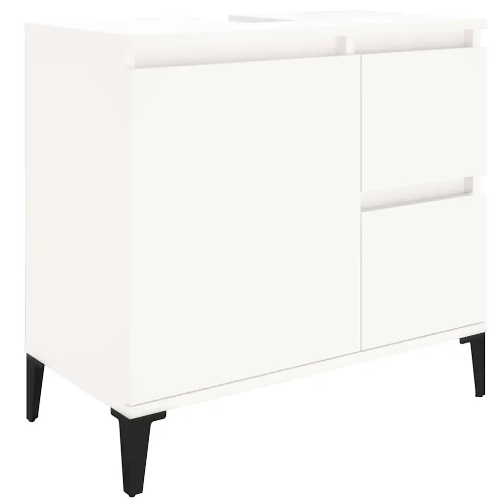 Mobiletto da bagno moderno con 2 cassetti 65 x 33 x 60 cm legno composito bianco 02_0048416