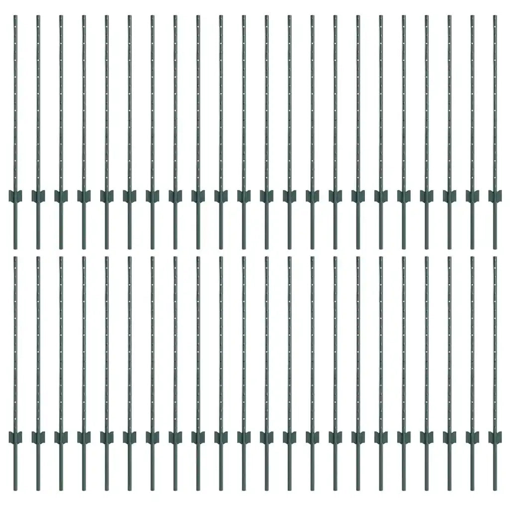 Palo della recinzione 44 pcs Verde 140 cm Acciaio 3335919