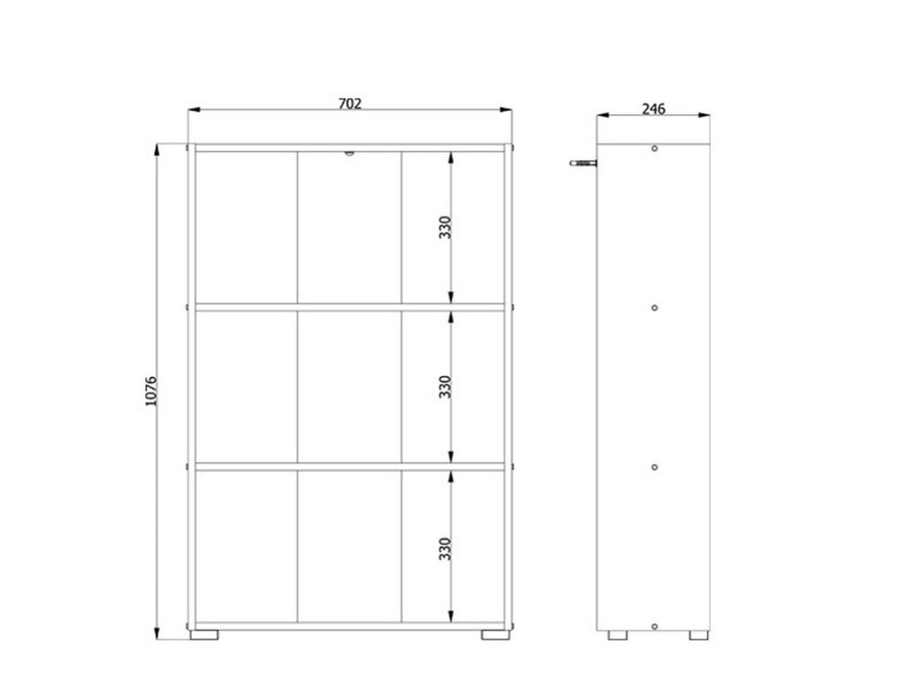 Biblioteca Moiano, Libreria 2 Ripiani, 70x24.5x107.5h cm Marrone Rovere Nodi