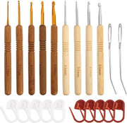 Set di Aghi in Legno - 9 Dimensioni - Aghi con Aghi e Marker a Reticolo - Manico in Legno per Principianti e Lana da Maglia - 2.0 mm - 2.5 mm - 3.5 mm - 4.0 mm - 4.5 mm - 5.5 mm - 6 mm