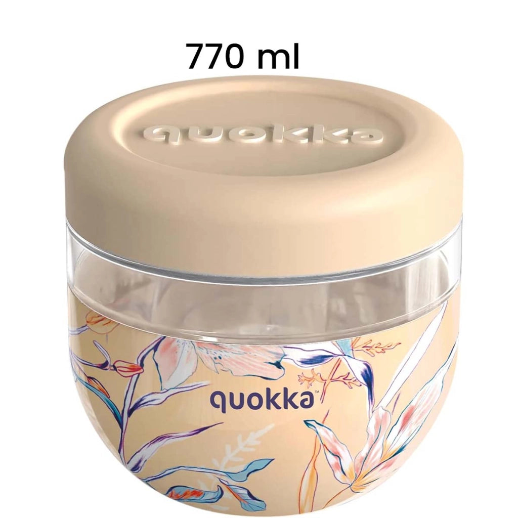 Contenitore Alimentare con Motivo Vintage Floreale 770ml con Coperchio Beige Quokka