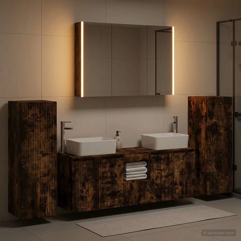 Set di mobili per il bagno 6 pcs Rovere Fumo 3407171