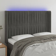 Testiera a LED-Testata con LED Grigio Scuro 147x16x118/128cm in Velluto 543751