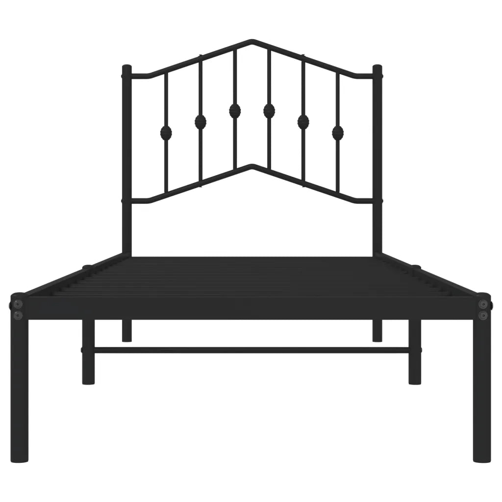 Giroletto con Testiera in Metallo Nero 80x200 cm