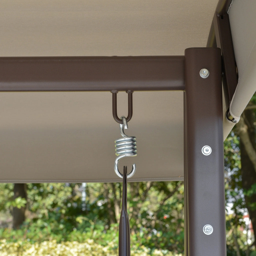 Dondolo da Giardino 3 Posti 208x121x172 cm con Tetto Regolabile Portabicchieri e Cuscini in Metallo e Tessuto Grigio