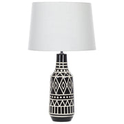 Lampada da tavolo Base in ceramica nera 68 cm Paralume in tessuto bianco Lampada da comodino classica