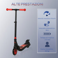 Monopattino Elettrico Pieghevole per Bambini Altezza Regolabile 75-80 cm Nero e Rosso
