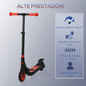Monopattino Elettrico Pieghevole per Bambini Altezza Regolabile 75-80 cm Nero e Rosso