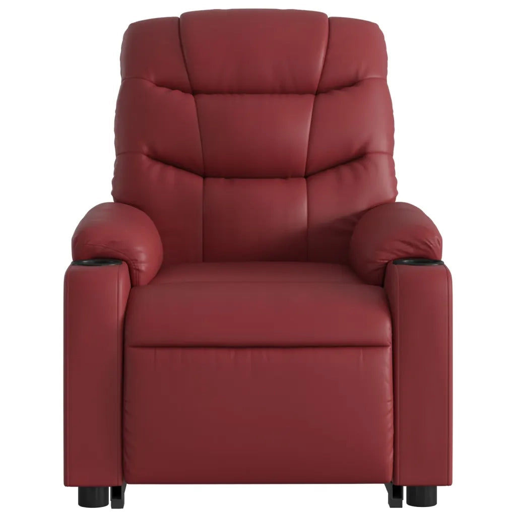 Poltrona Alzapersona Reclinabile Rosso Vino in Similpelle 3206624