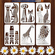 Kit di stencil per dipinti 6 pezzi - Schemi riutilizzabili - Animali astratti - Accessori artistici creativi - 21x29,7 cm - Disegni ispiratori - Schemi riutilizzabili