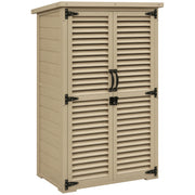 Armadio da Esterno Portaoggetti a 2 Ripiani con Picchetti. in Legno di Abete. 75x50x111/118 cm