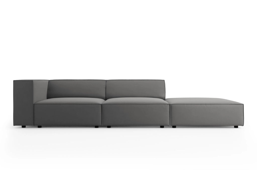 Cosmopolitan Design - Divano destro "Arendal" 4 posti in velluto cemento 