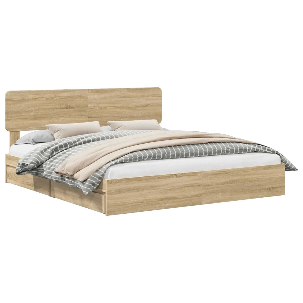 Letto con Contenitore con testiera Rovere Sonoma 180 x 200 cm