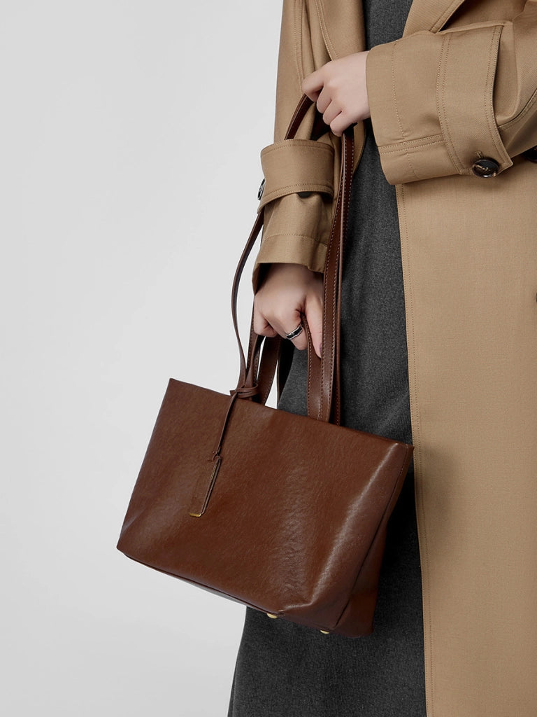 Borsa a tracolla da donna in vera pelle marrone