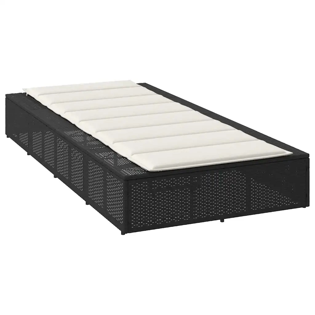 Lettino Prendisole con Cuscino Galleggiante Nero in Polyrattan 4104202
