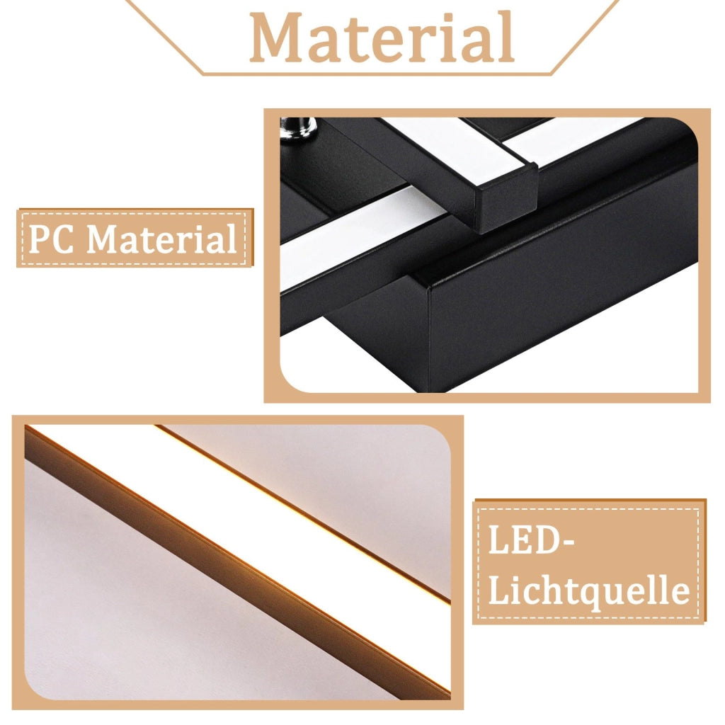 ZMH Lampada da soffitto LED soggiorno nero 24W moderna 3000k Lampada da soffitto cucina sala da pranzo