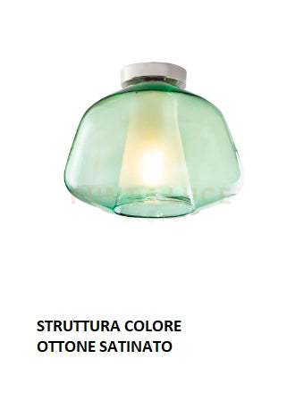 PLAFONIERA OTTONE SAT. VETRO ALPHA VERDE 1176OS-PL1 ALPHA-VE