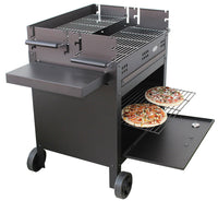 Barbecue a Legna e Carbone 120x60x92 cm con Forno per Pizza in Acciaio Etna Nero