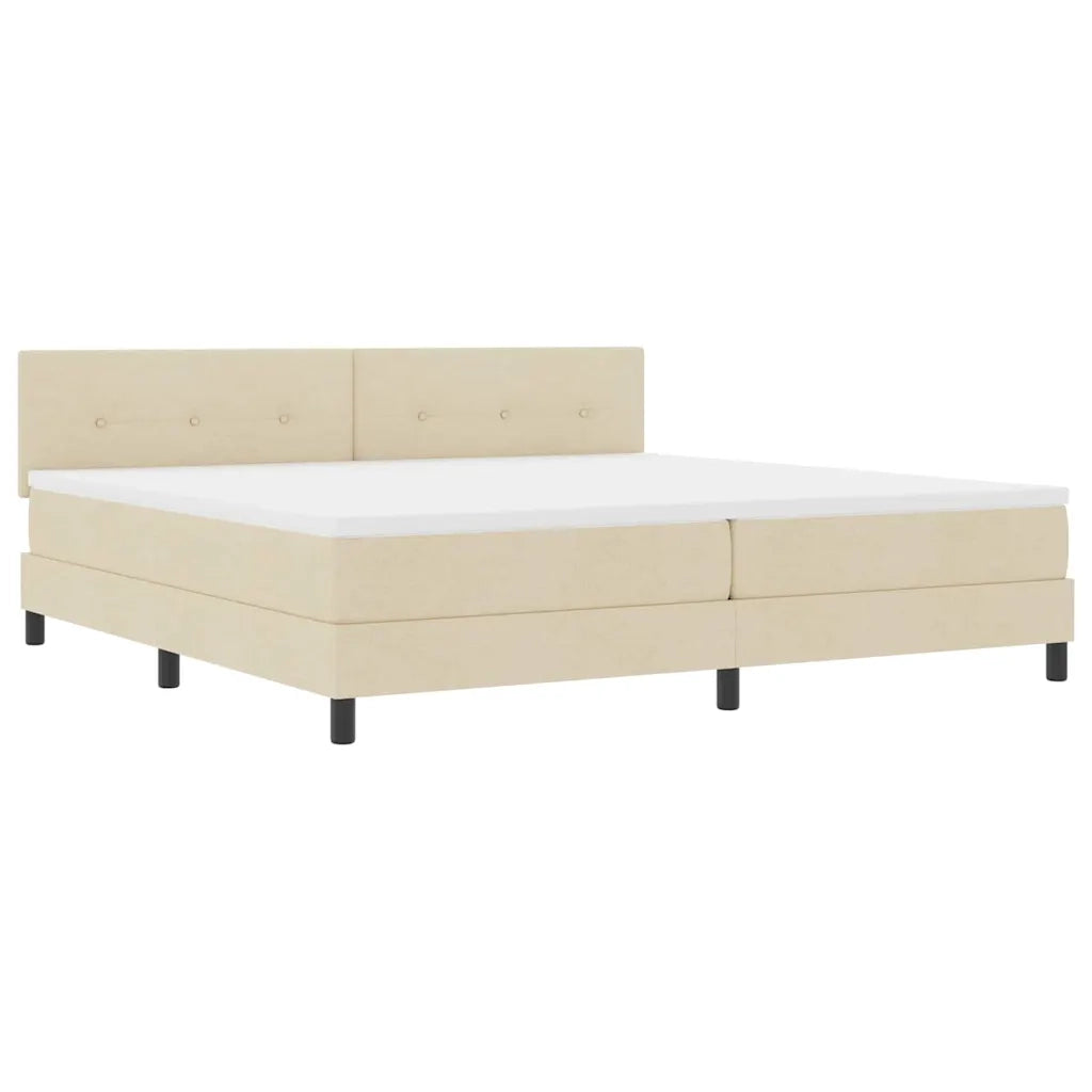 Letto a molle con materasso con led Crema 200 x 200 cm Tessuto