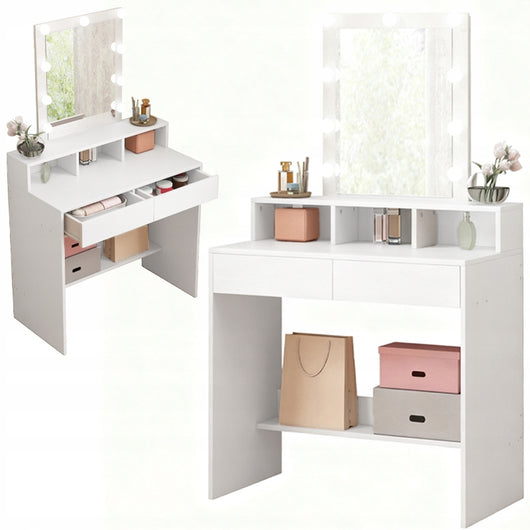 Tavolo da trucco cosmetico con specchio LED loft moderno 80 cm