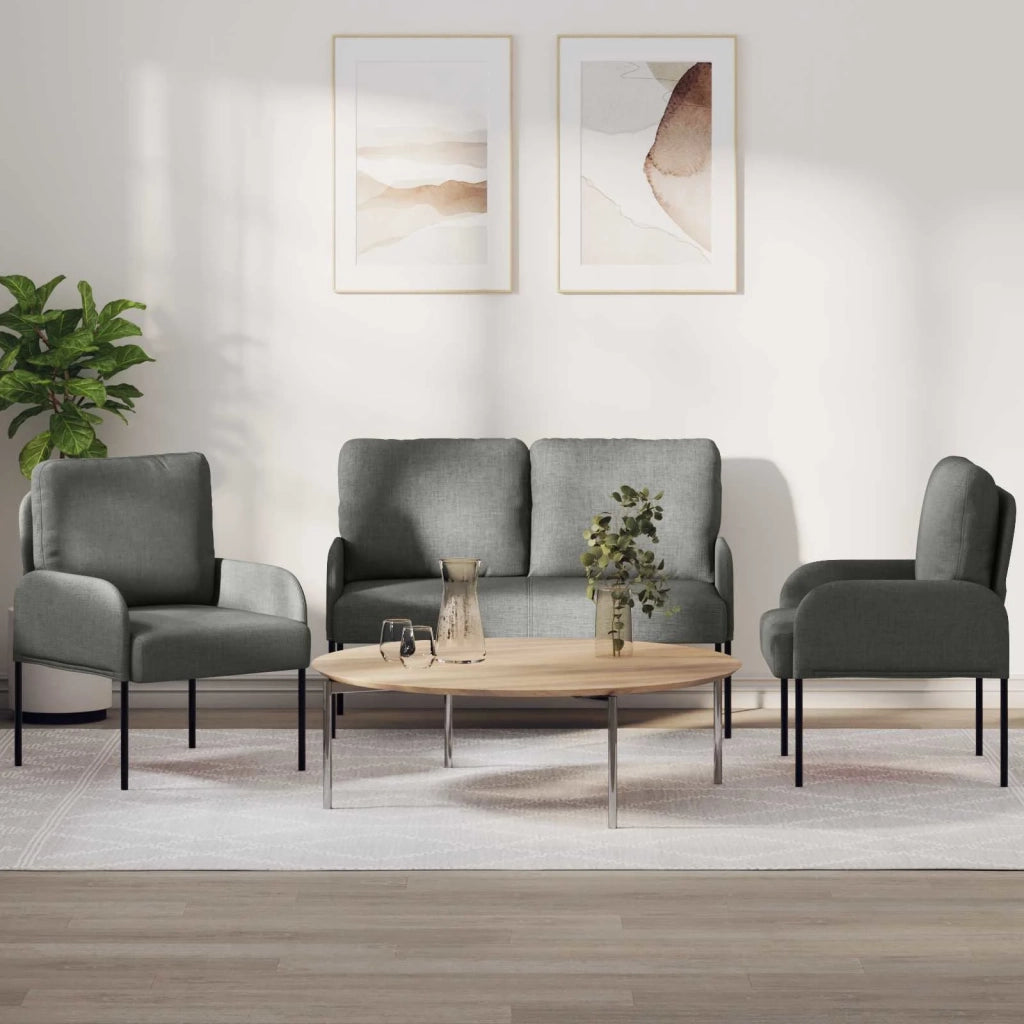 Set divani 3 pcs Grigio scuro 115 x 56 x 80 cm Legno compensato