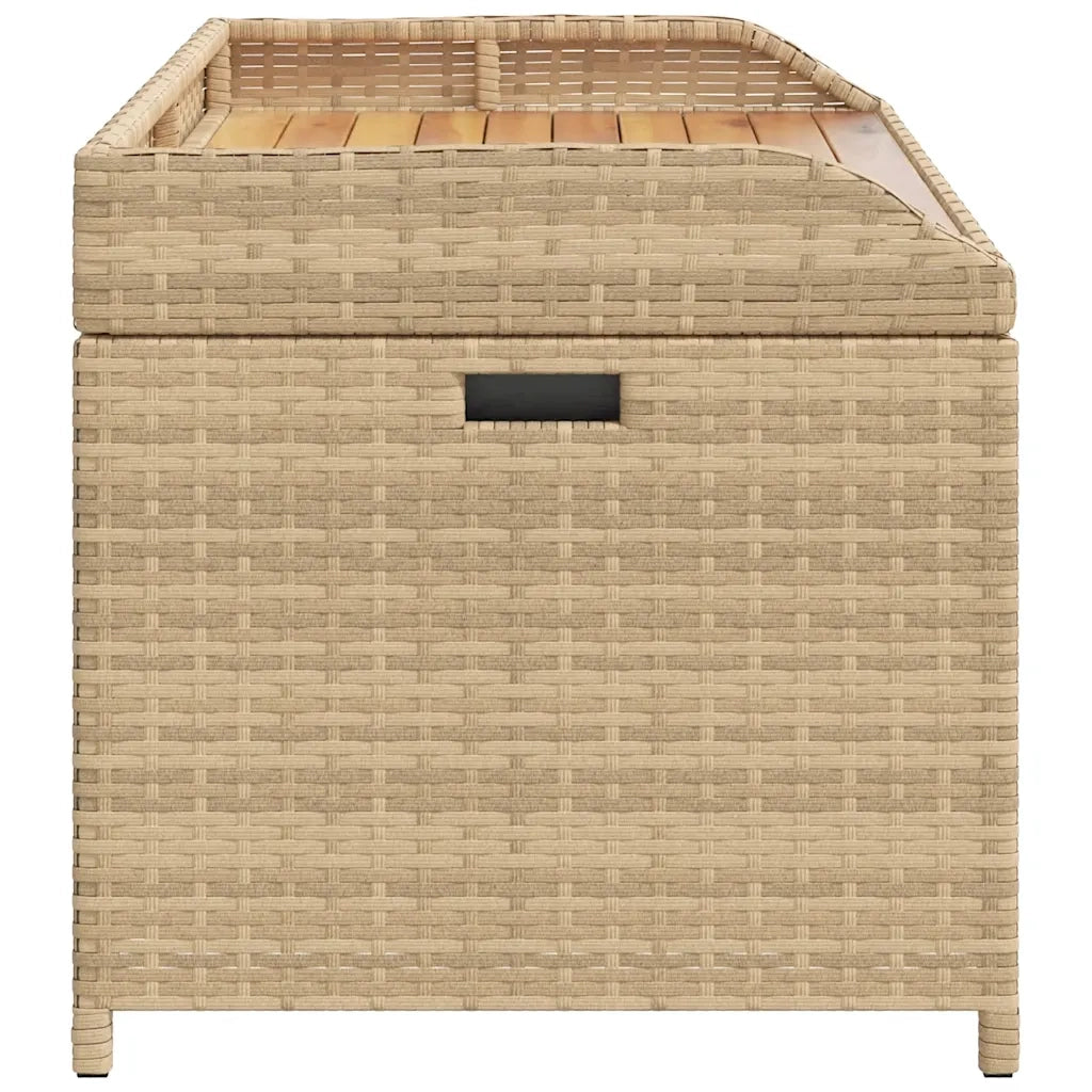 Panca Portaoggetti Beige Misto 100x50x52 cm Polyrattan e Acacia 365951