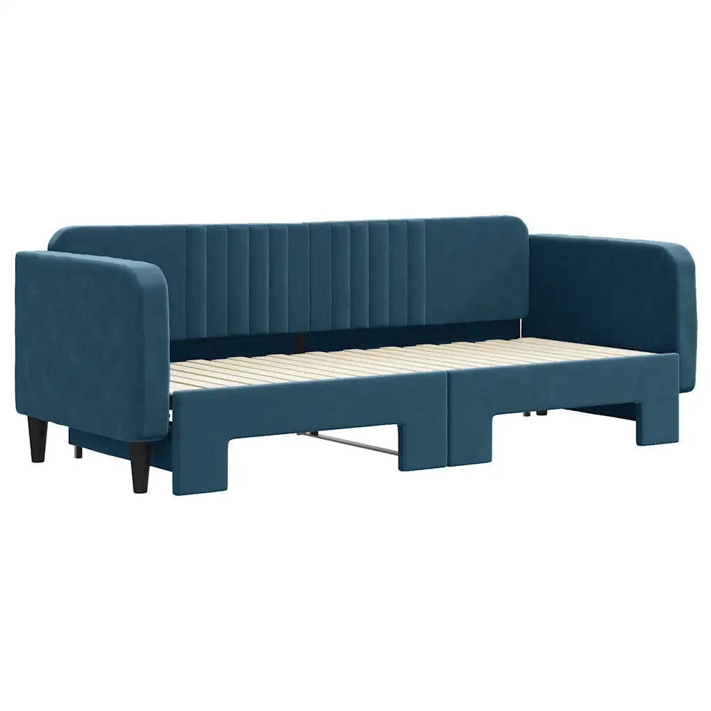 Divano Letto con Letto Estraibile Blu 80x200 cm in Velluto 3197055