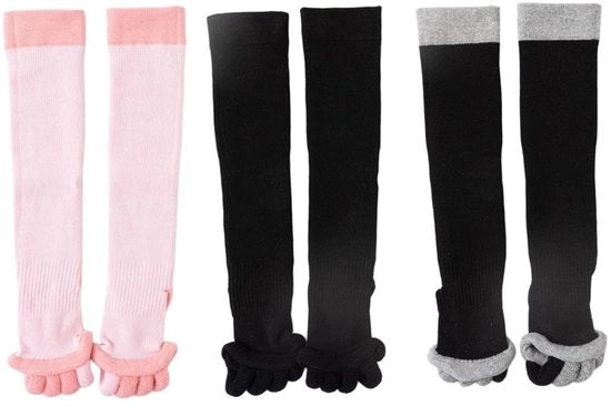 3 paia di calze con separazione dei cinque dita - calze compressive ortopediche - calze yoga trasparenti - per yoga, sport, fitness, correzione del piede, dolore e massaggi