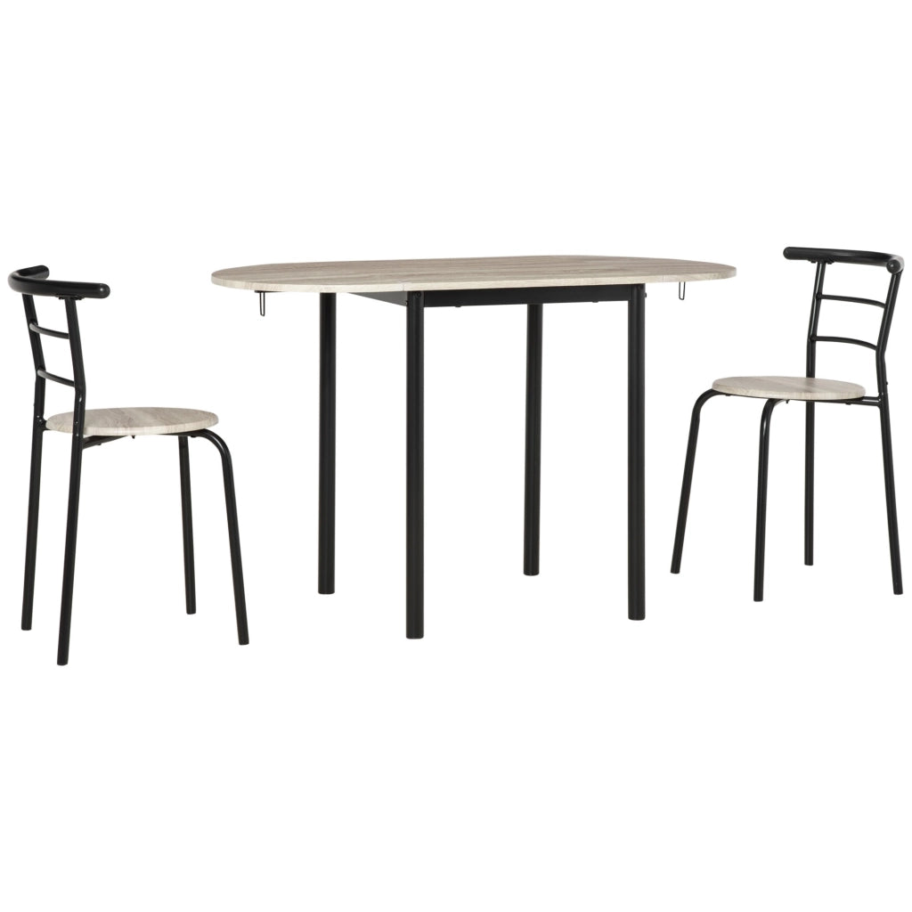 EasyComfort Set da Pranzo 3 Pezzi con 2 Sedie e 1 Tavolo da Pranzo Ovale in MDF e Acciaio per Spazi Limitati