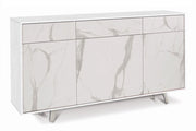 Mobile Madia 3 ante e 3 cassetti  H92 L164 P41 Cm Struttura Bianco ossido Frontali color Marmo 7076k Sarmog