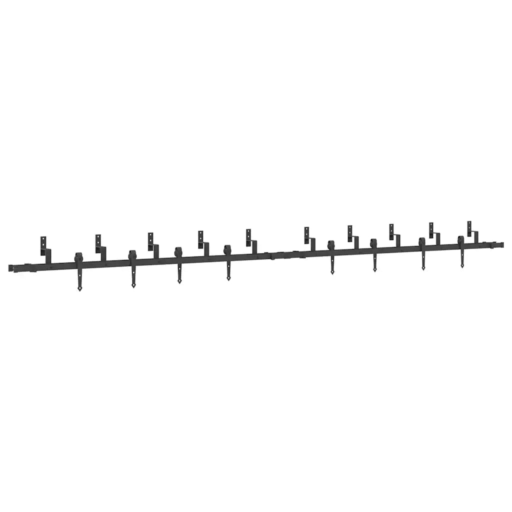 Kit di Binari per Porte Scorrevoli 427 cm Acciaio Nero 3295746