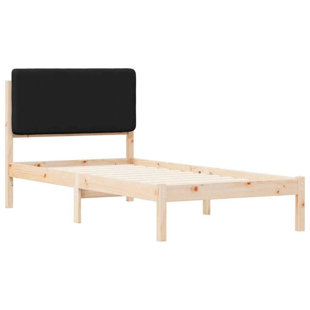 Letto con Testiera Rivestita Nero 100 x 200 cm Pino massello 877931