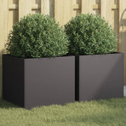 Fioriere 2 pz Nere 42x40x39 cm in Acciaio 841548