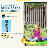 Gioco per Bambini 3-8 Anni con 3 Altalene, Scala a Corda e Canestro Basket, in Acciaio, PE e PP, 3.5x1.8x2 m
