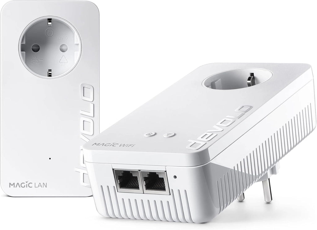 Magic 2 - Kit di avviamento WiFi 6, adattatore Powerline WLAN, fino a 2.400 Mbit/s, presa Wi-Fi in rete, 2 LAN Gigabit, access point, dLAN 2.0, bianco