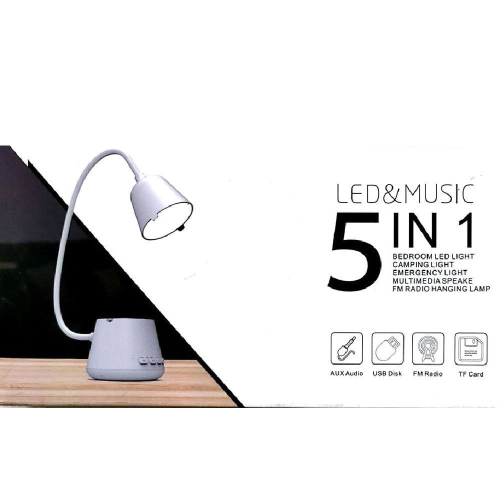 Trade Shop - Lampada Tavolo Led Musica 5in1 Multifunzionale Pieghevole Ricaricabile Usb Q-47 -