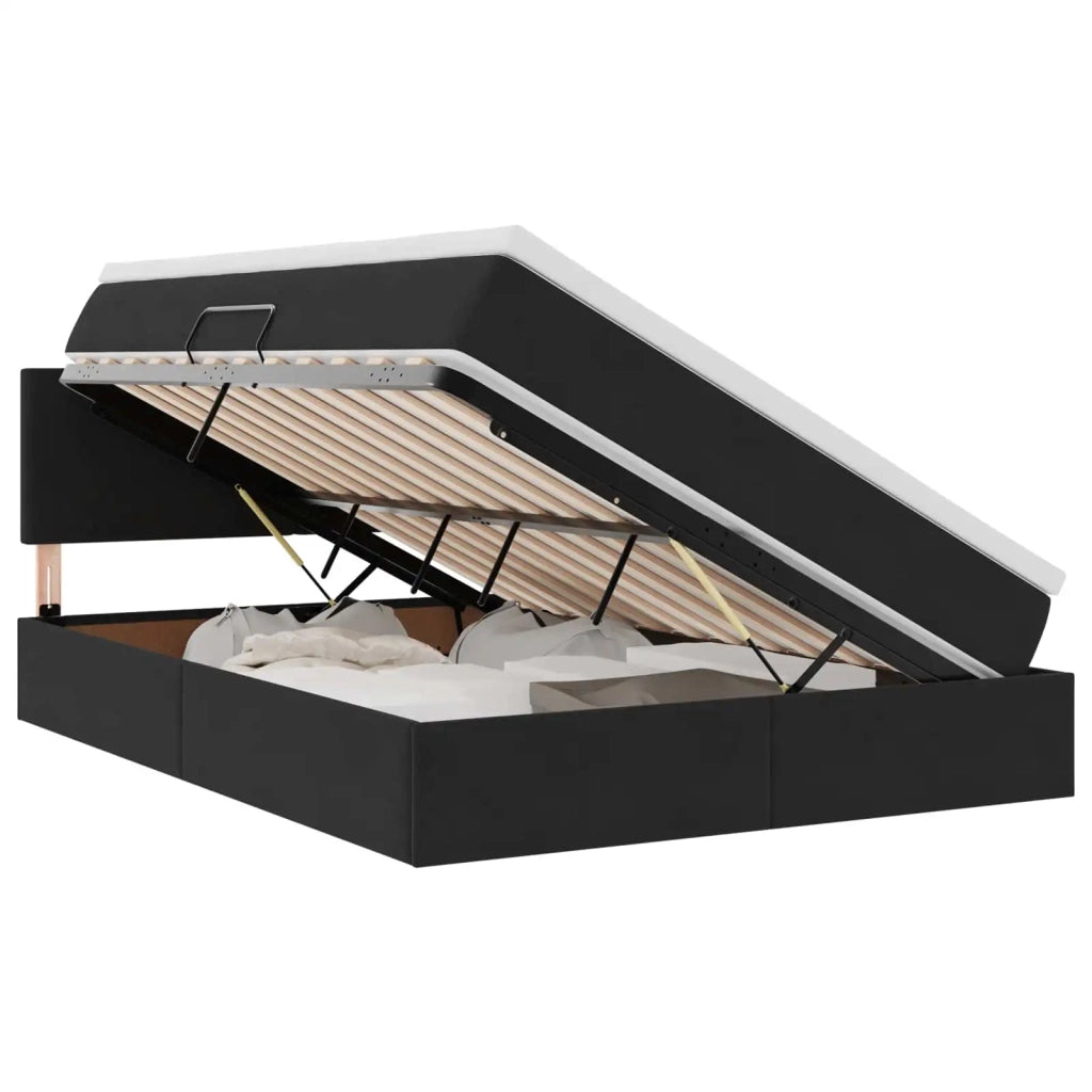 Letto con contenitore e LED con led Nero 140 x 200 cm Velluto 3371339