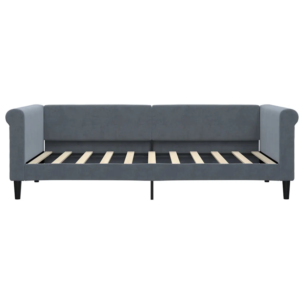Divano Letto con Materasso Grigio Scuro 90x190 cm in Velluto