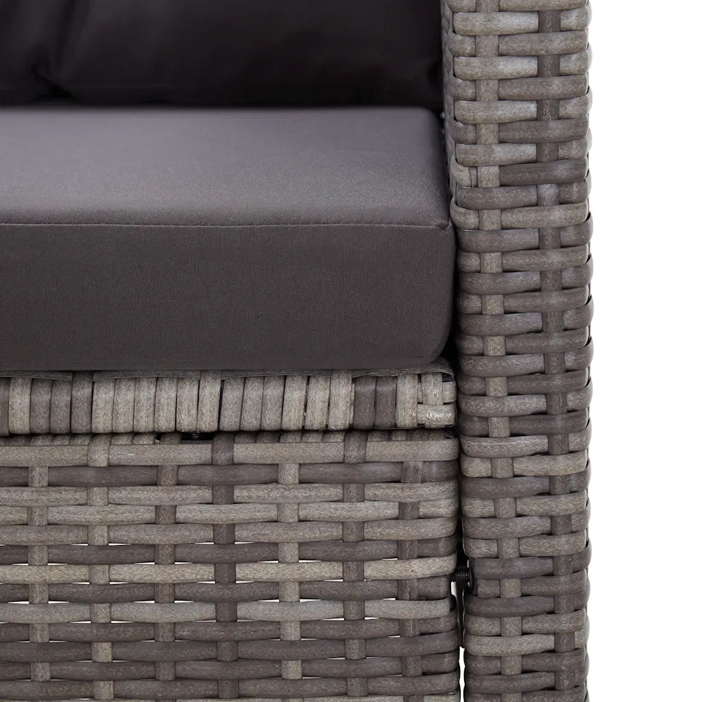 Divano da Giardino 2 Posti con Cuscini Grigio 124 cm Polyrattan