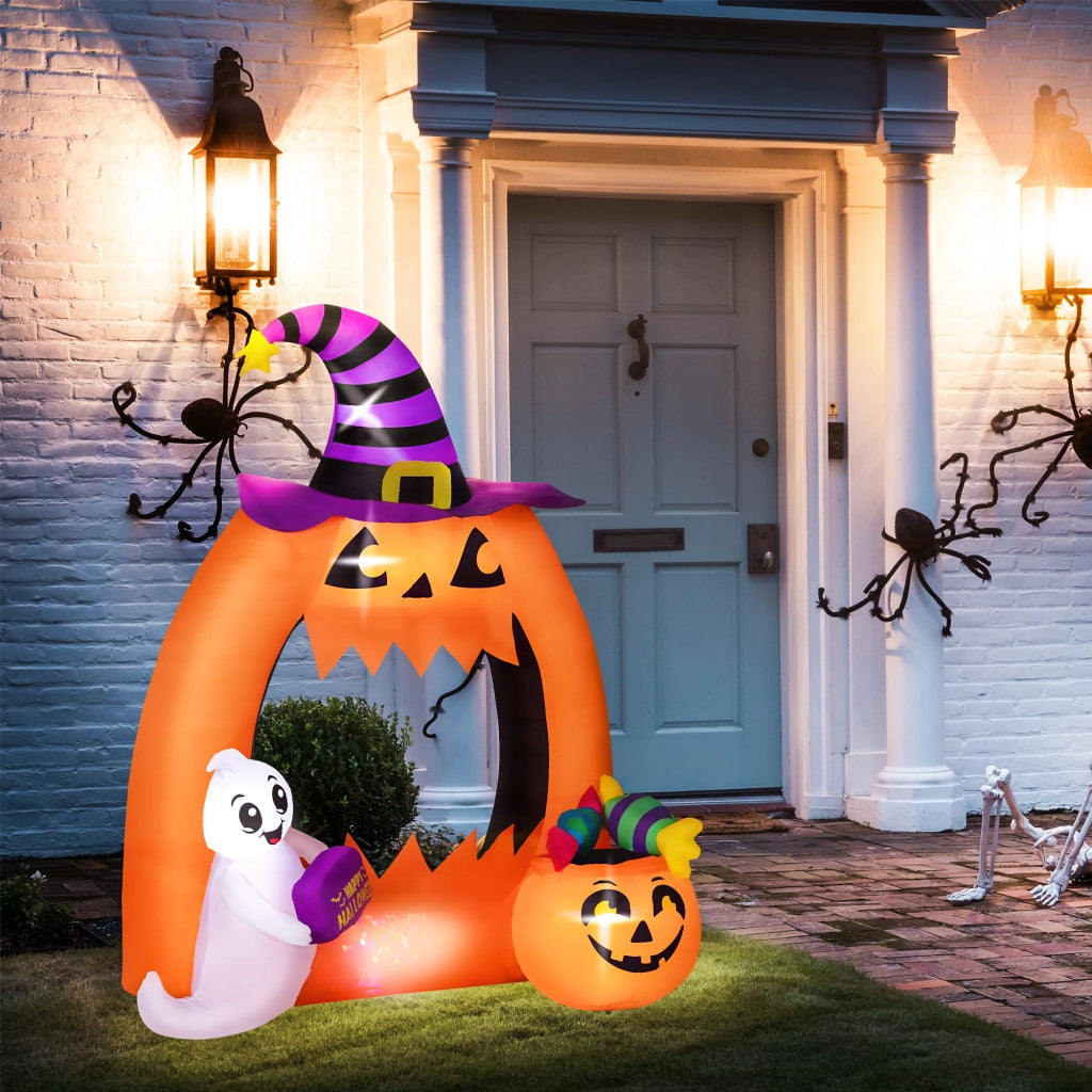 Pumpkin Arch Inflatable Halloween Decorazione 150 cm ¨C Zephmum ¨C Con Luci LED e Fantasma
