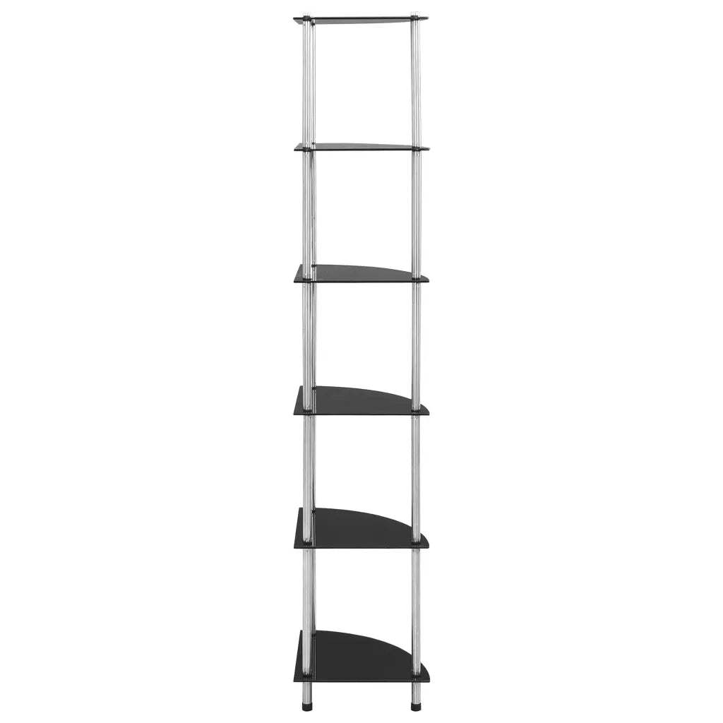 Scaffale a 6 Livelli Nero 30x30x160 cm Vetro Temperato CFW1682198