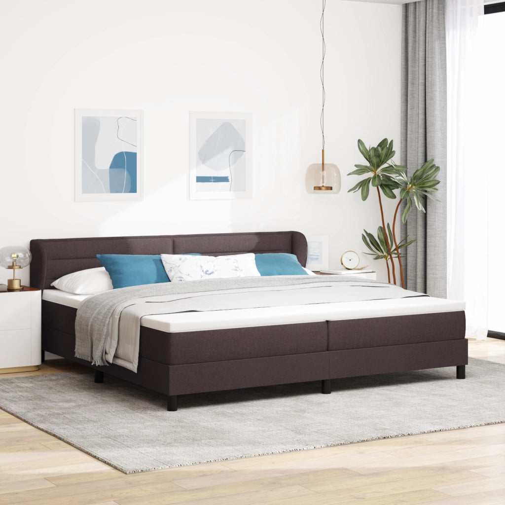 Letto Box Spring con Materasso Marrone Scuro 200x200 cm Tessuto