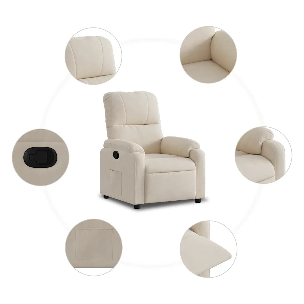 Divano Sedia-Poltrona Reclinabile Beige in Tessuto di Microfibra 275350