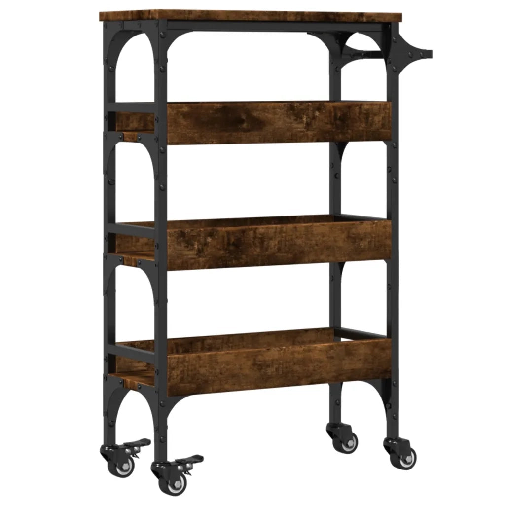 Carrello da Cucina-Scaffale per Cucina Rovere Fumo 53x20x76 cm in Legno Multistrato
