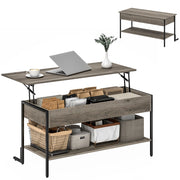 Tavolino da caff¨¨ con piano sollevabile e ripiano aperto ¨C Zephmum ¨C Grigio 95x40x59 cm
